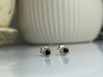 925 Sterling Silver Agate Stud Earrings
