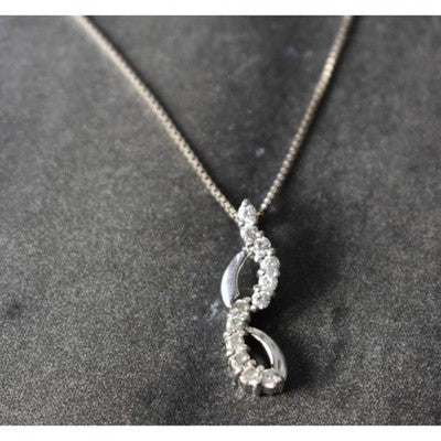 925 Sterling Silver CZ Chain With Pendant Italy