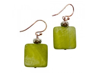 925 Sterling Silver Green Agate Earrings