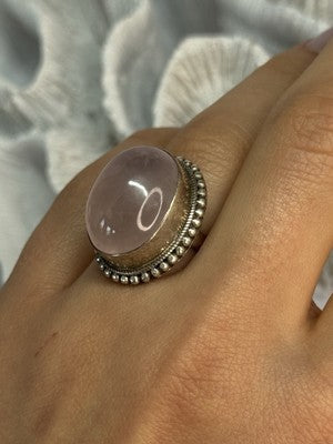 Beautiful Vintage 925 Sterling Silver Morganite Ring Size 5.5