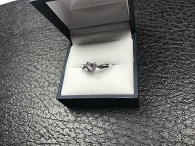 925 Sterling Silver Amethyst "Heart" Ring Size 8.5