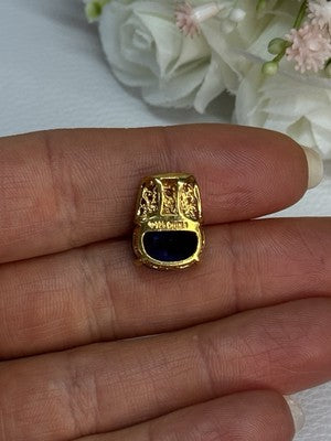 925 Sterling Silver Gold Plated Sapphire & Beryl Pendant Length 0.65 Inch