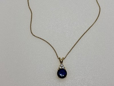 925 Sterling Silver Gold Plated Spinel & CZ Chain With Pendant