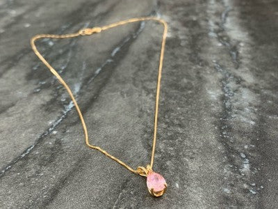 14 K Yellow Gold Morganite Chain With Pendant