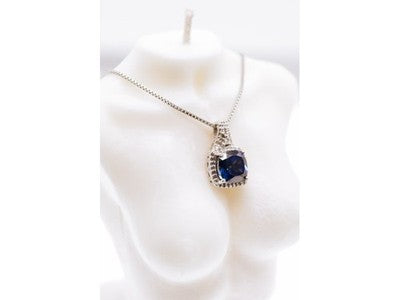 925 Sterling Silver Sapphire & Diamond Chain With Pendant