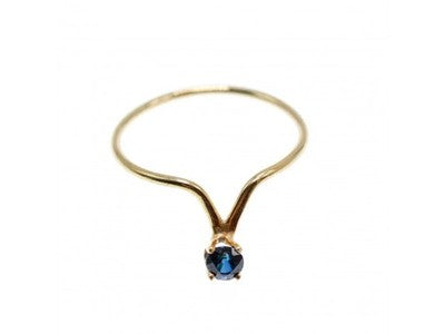 14K Yellow Gold Sapphire Ring Size 5.5