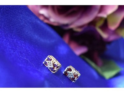 925 Sterling Silver Almandine & Black Spinel Earrings