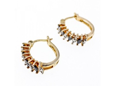 925 Sterling Silver Gold Plated Sapphires & CZ Earrings
