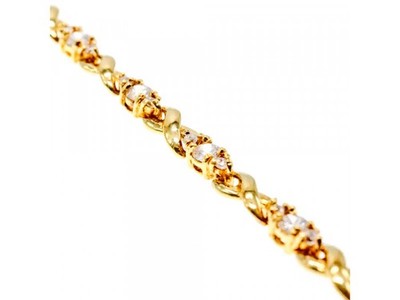 925 Sterling Silver Gold Plated CZ Bracelet Size 7 IN
