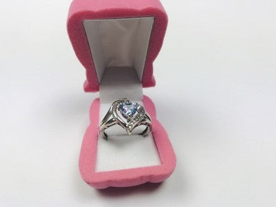 925 Sterling Silver Blue Spinel & Clear Quartz Ring Size 6.5