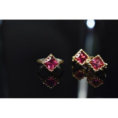 925 Sterling Silver with Gilding Alpanite Set (Ring Size 6)