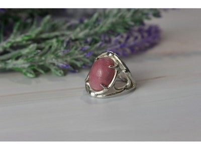 Vintage 925 Sterling Silver Rhodochrosite Ring Size 6.5