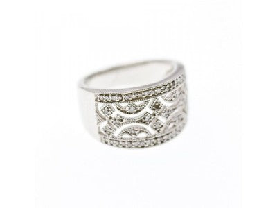 925 Sterling Silver CZ "Lace" Ring Size 6