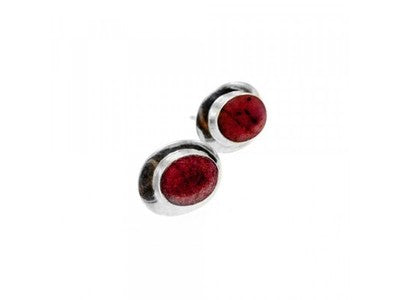 925 Sterling Silver Red Jasper Stud Earrings