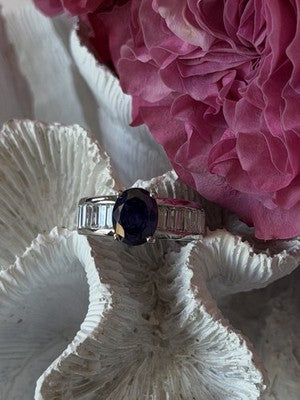 925 Sterling Silver Tourmaline & Beryl Ring Size 8