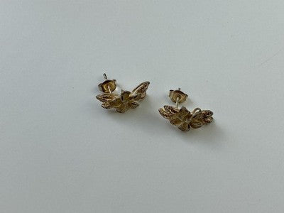925 Sterling Silver Gold Plated CZ "Flowers" Earrings