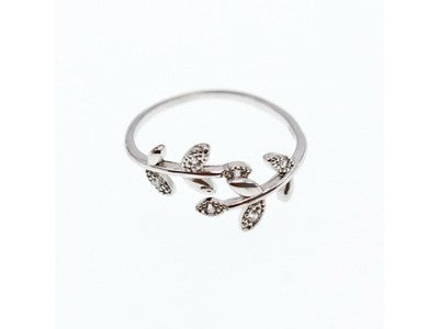 925 Sterling Silver CZ "Spring" Ring Size 7-8 ( Adjustable )