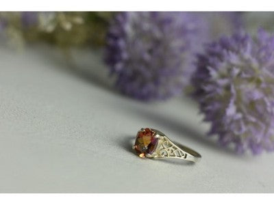 925 Sterling Silver Pink Spinel Ring Size 8