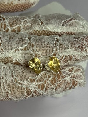 925 Sterling Silver Citrine Earrings Length 0.4 Inch