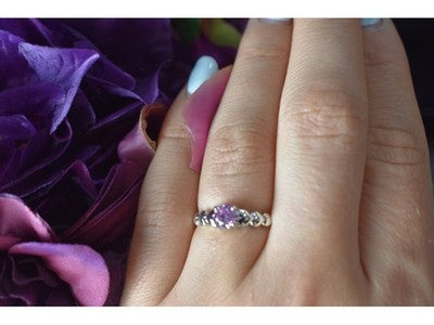 925 Sterling Silver Pink CZ Ring Size 6.5