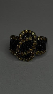 925 Sterling Silver Black Spinel & Yellow Sapphire Ring Size 10