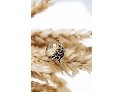 Vintage 925 Sterling Silver Yellow Tourmaline Ring Size 7