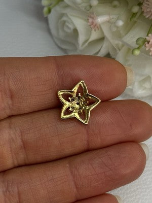 10K Yellow Gold Diamond Star Pendant Length 0.50 Inch