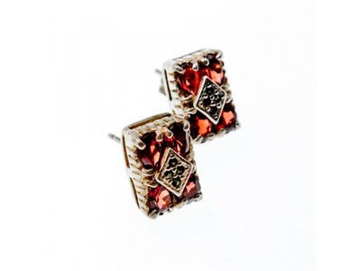 925 Sterling Silver Almandine & Black Spinel Earrings