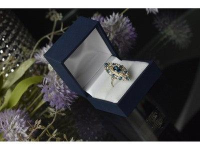 925 Sterling Silver Aquamarine & Colorless Quartz Ring Size 7.25