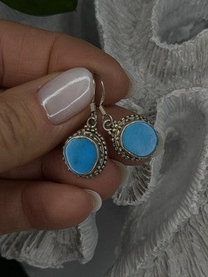 Dangle Vintage 925 Sterling Silver Blue Turquoise Earrings
