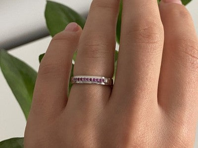 925 Sterling Silver Pink Spinel Ring Size 6
