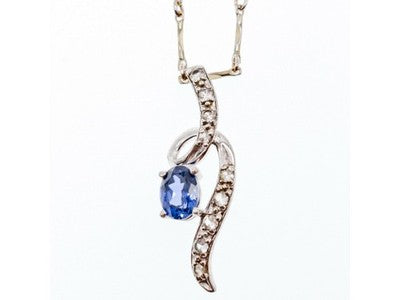 925 Sterling Silver London Blue & White Topaz Chain With Pendant(2)