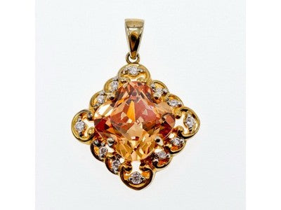 925 Sterling Silver Gold Plated Heliodor & CZ Pendant
