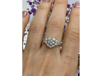 925 Sterling Silver Sapphires "Heart" Ring Size 9