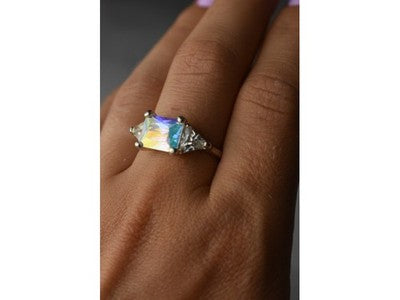 925 Sterling Silver Alpanite & CZ Ring Size 8.5