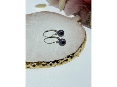 14K White Gold Pearls & Diamonds Earrings