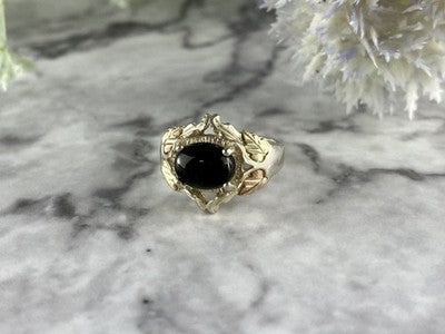 500 Silver Black Nephrite Ring Size 6.75