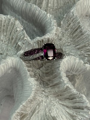 10K White Gold Spinel & Diamond Ring Size 6.5