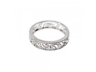925 Sterling Silver CZ Band Ring Size 5.5; 6.5