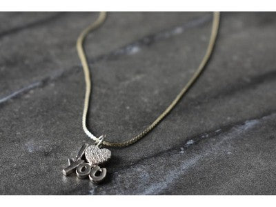 925 Sterling Silver CZ "I Love You" ?Hain With Pendant Italy