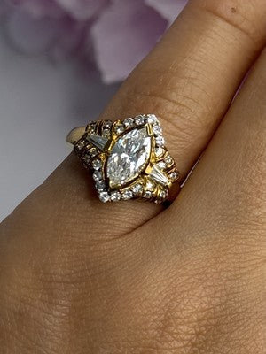 925 Sterling Silver Gold Plated CZ Ring Size 5