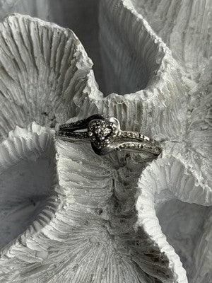 JWBR 925 Sterling Silver 0.04 ct Diamonds Heart Ring Size 6.5