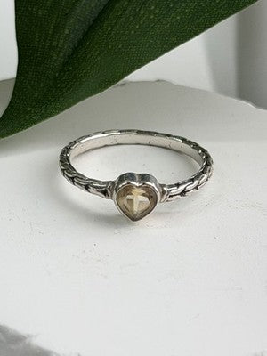 ATI 925 Sterling Silver Citrine Heart  Ring Size 6.5