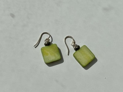 925 Sterling Silver Green Agate Earrings