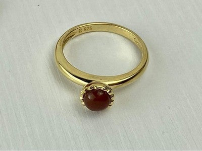 925 Sterling Silver Gold Plated Pyrope Garnet Ring Size 9.5