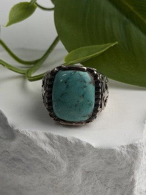 Artisan Style Vintage 925 Sterling Silver Turquoise Ring Size 5.5