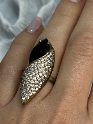 925 Sterling Silver Alpanite & CZ Ring Size 7 Length 1.45 Inch