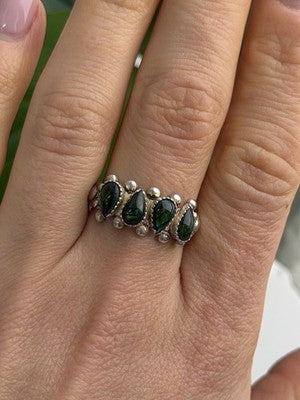 Vintage 925 Sterling Silver Green Paua Shell Ring Size 10