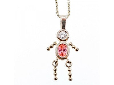 925 Sterling Silver CZ "Funny Man" Chain With Pendant