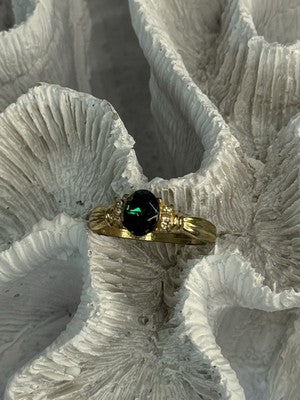 Gold Plated Green CZ Ring Size 9